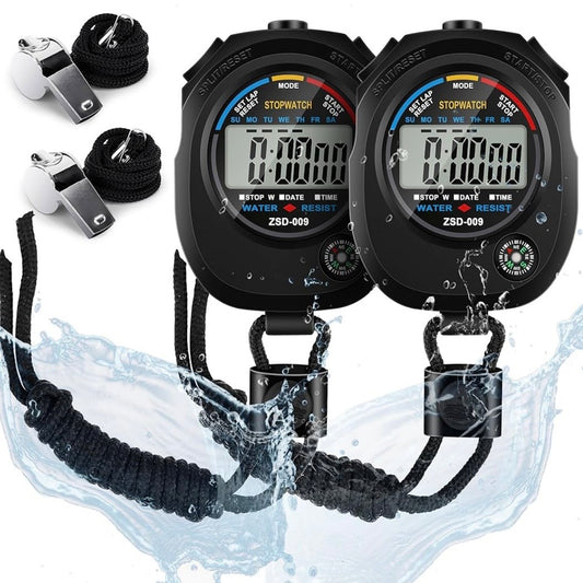 2 Pk Stopwatch and 2 pk Whistle Bundle