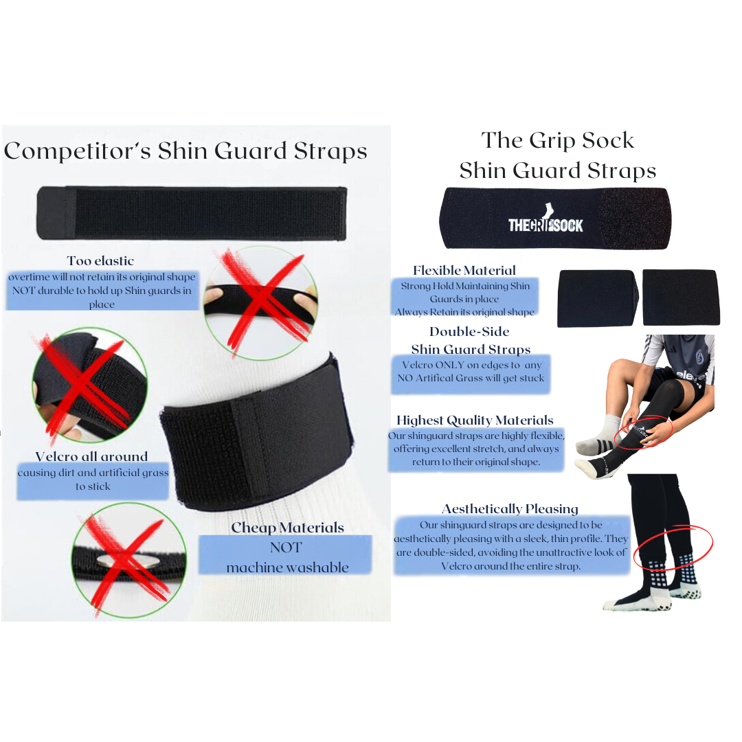 The Grip Sock Shin Guard Straps Set Double Sided (BLUE)
