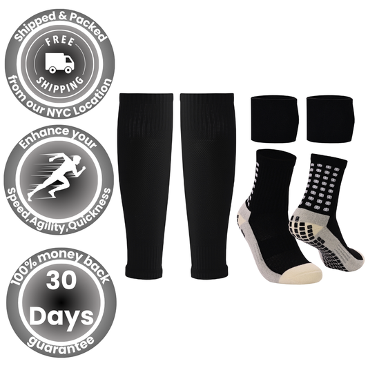 Grip Socks, Leg Sleeves & Shin Guard Straps (BLACK)