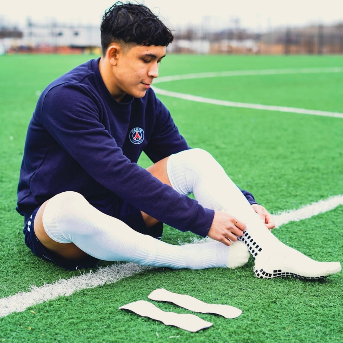 Grip Socks, Leg Sleeves & Shin Guard Straps (WHITE)