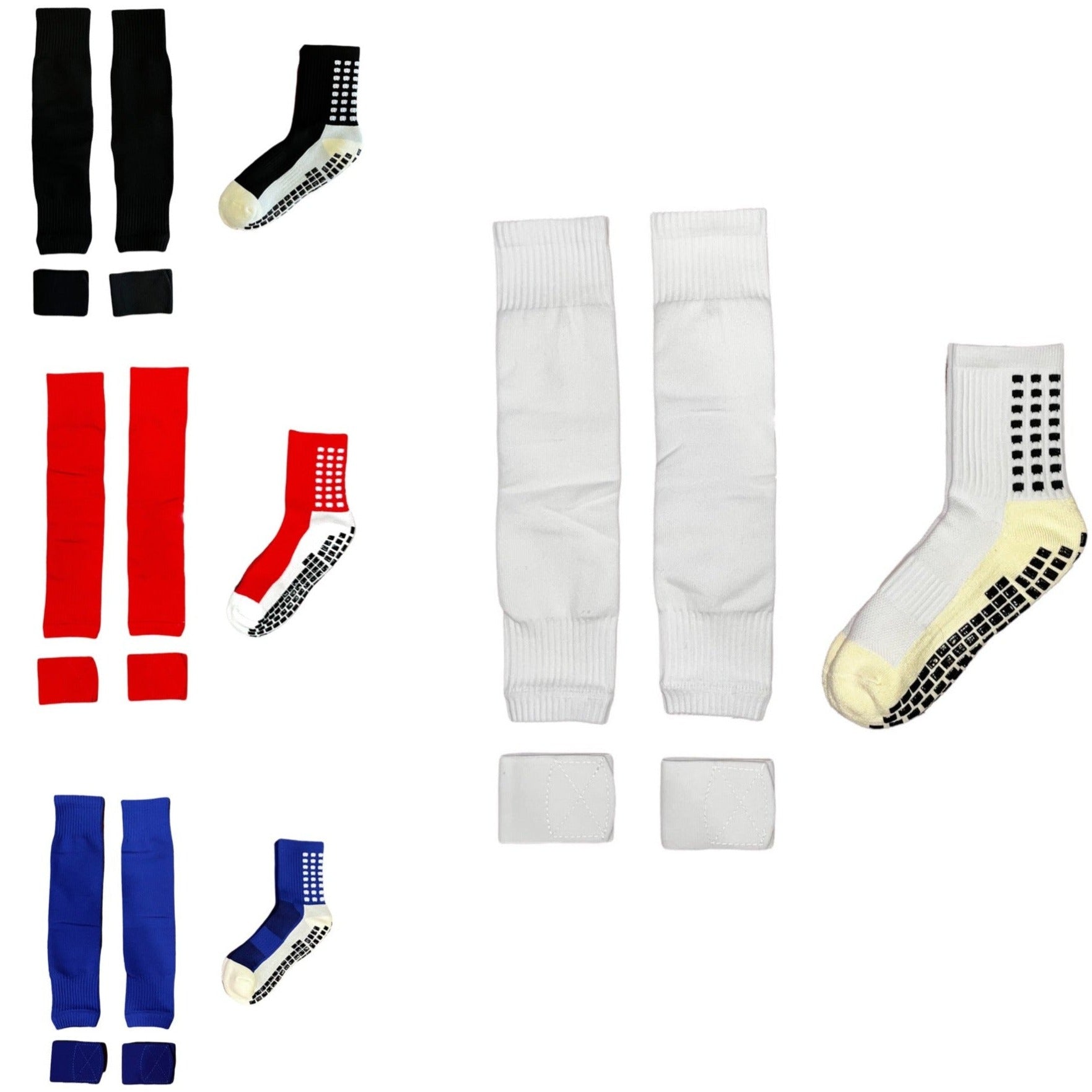 The Grip Sock Grip Socks, Leg Sleeves and Shin Guard Straps Bundle Set RED