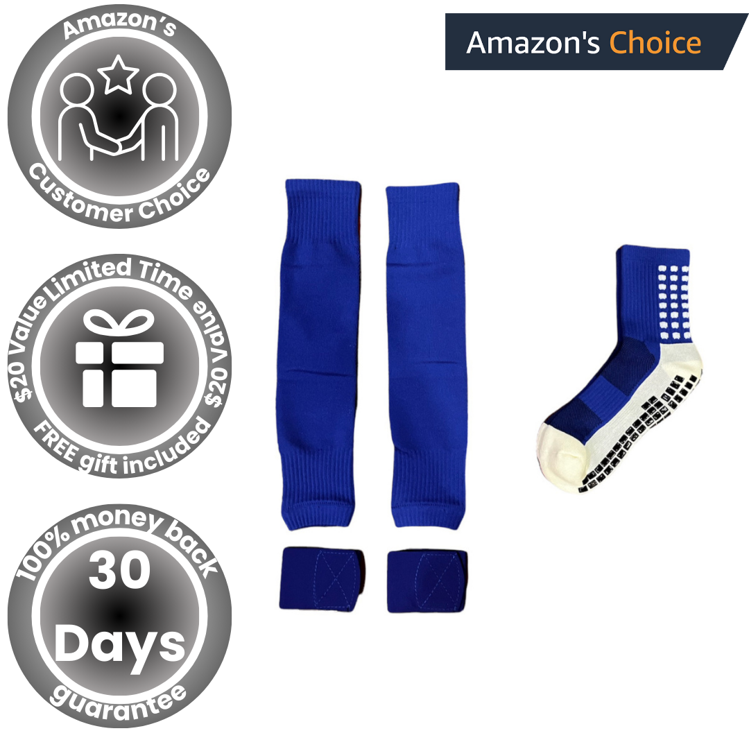 Grip Socks, Leg Sleeves & Shin Guard Straps (BLUE)
