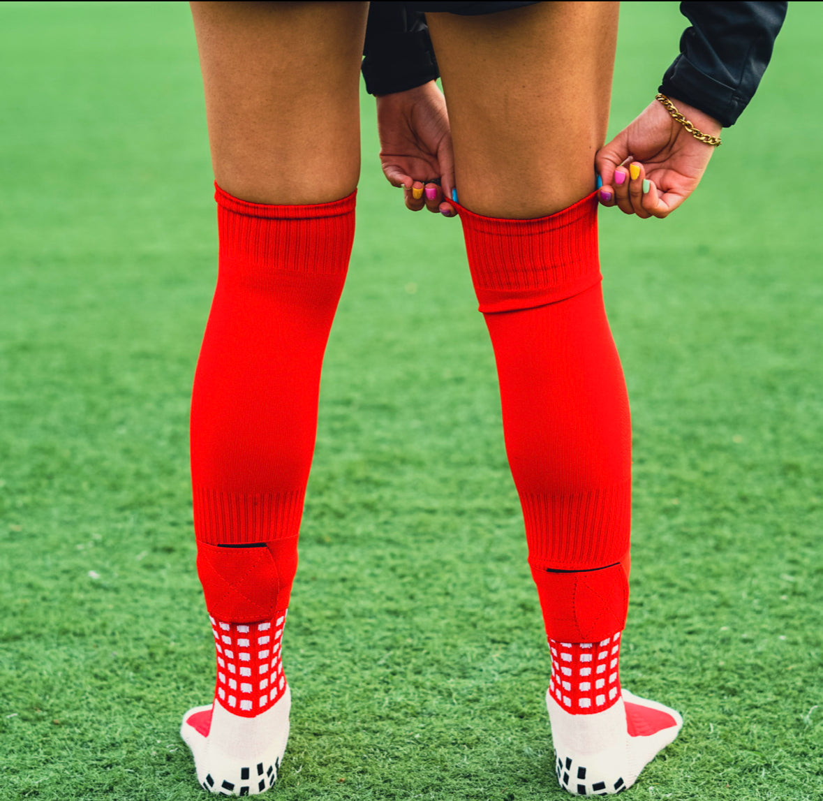 Grip Socks, Leg Sleeves & Shin Guard Straps (RED)