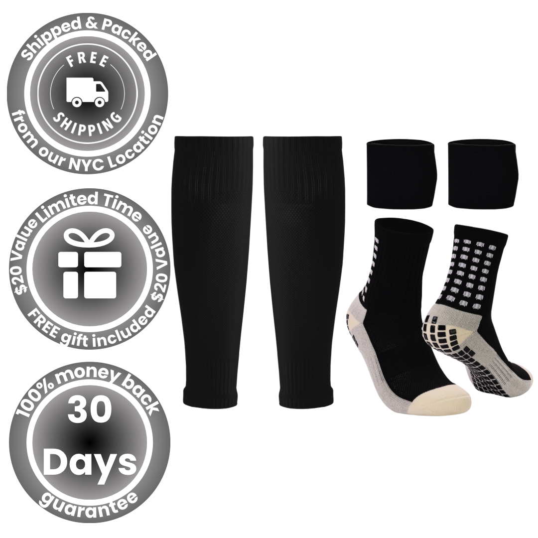 Grip Socks, Leg Sleeves & Shin Guard Straps (BLACK)