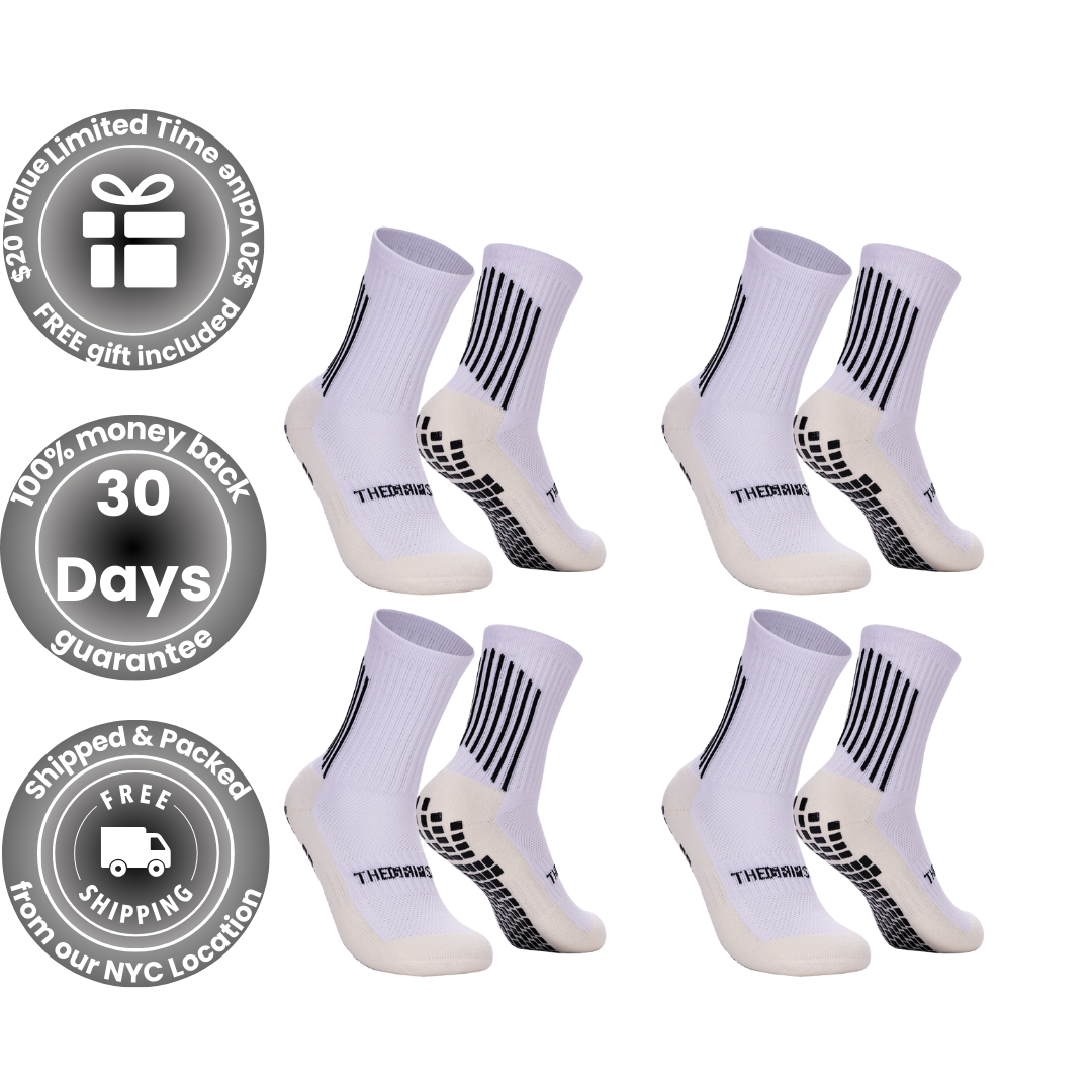 The Grip Sock Adult 4pk White