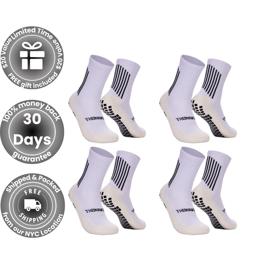 The Grip Sock V2.0 Adult 4pk White