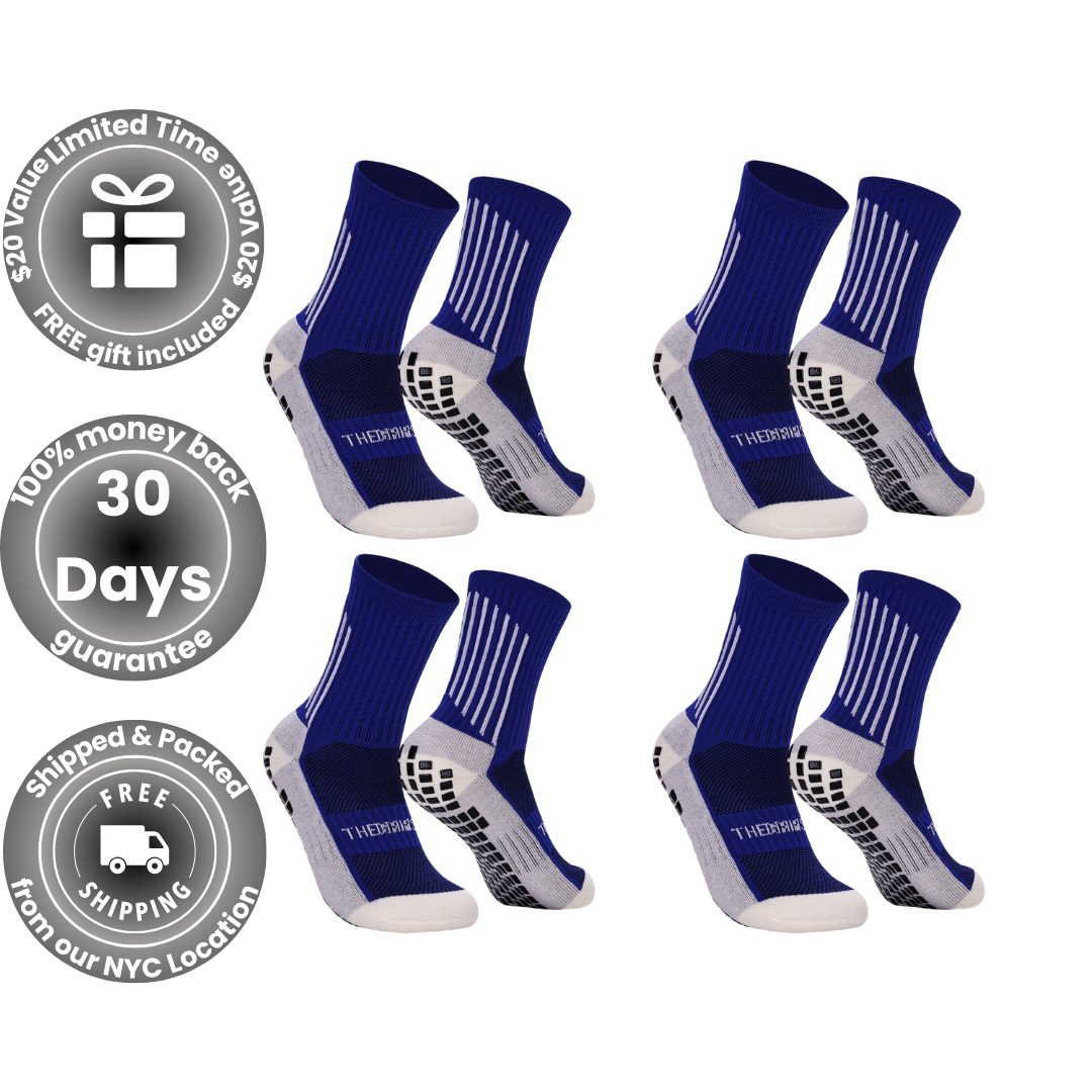 The Grip Sock Adult 4pk Blue