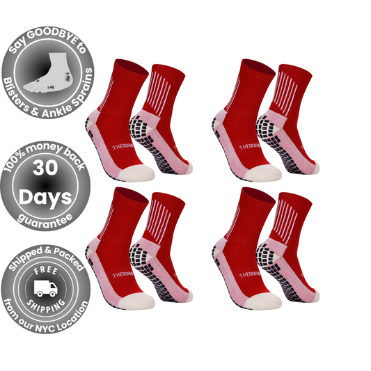 The Grip Sock Adult 4pk Red
