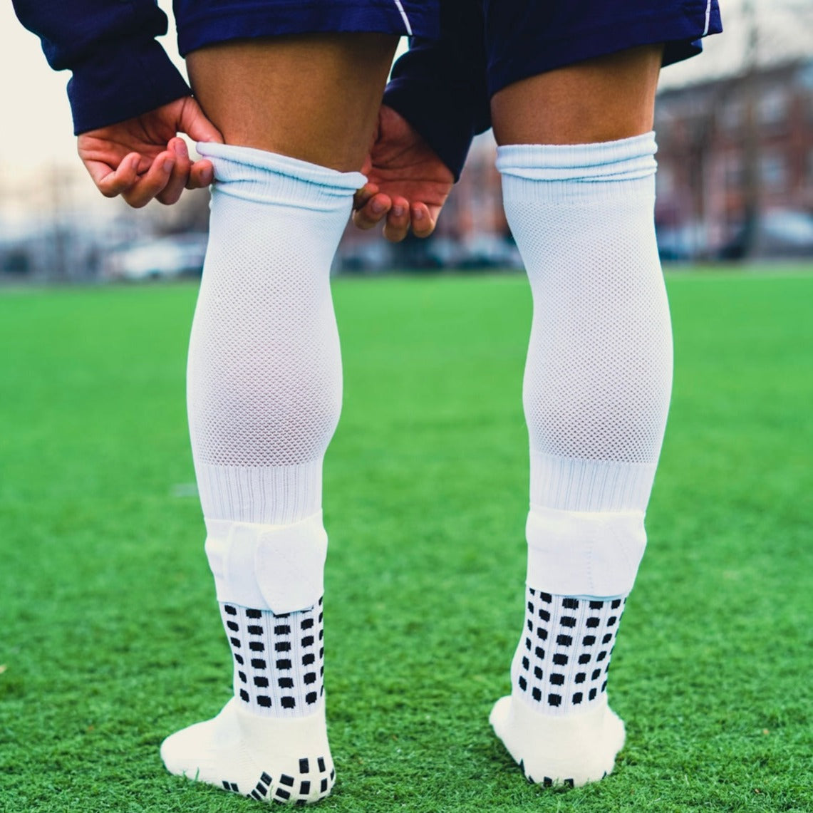 The Grip Sock Soccer Grip Sock, Soccer Sleeve and Shin Guard Strap Bundle  Set WHITE